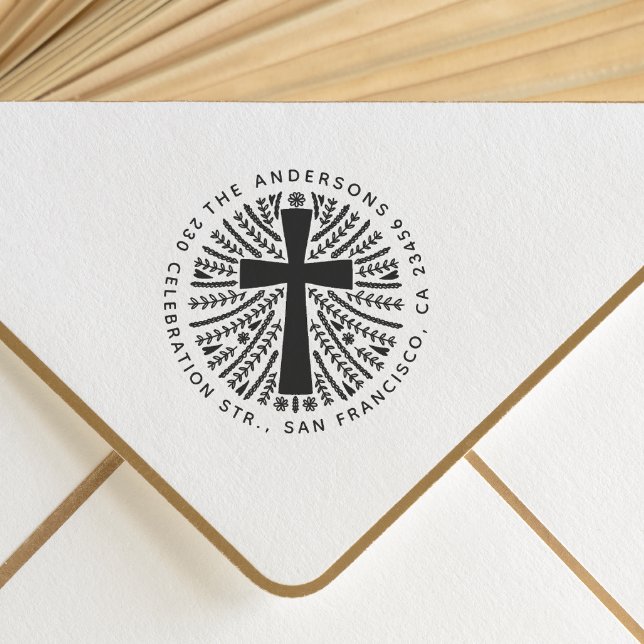 Carimbo De Borracha Endereço de Devolução da Família Cruzada Botânica  (Rubber Stamp Mock-up)