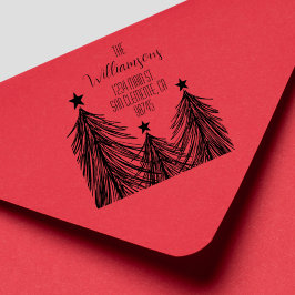 Carimbo De Borracha Endereço de devolução da família das árvores de Na