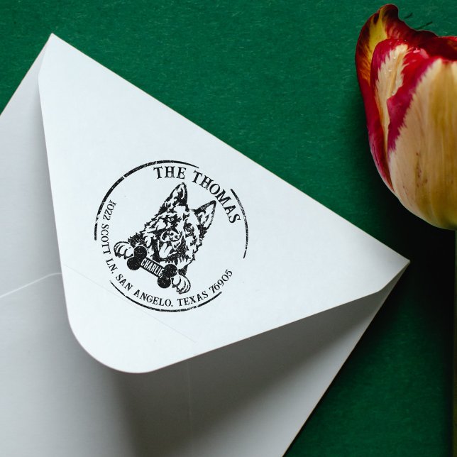 Carimbo De Borracha Endereço de devolução da família de cães german sh (Criador carregado)