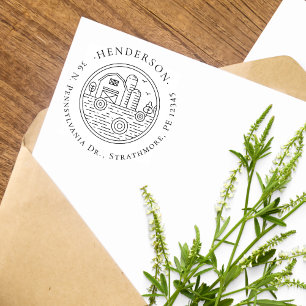 Carimbo De Borracha Endereço de devolução da família de fazendeiros de