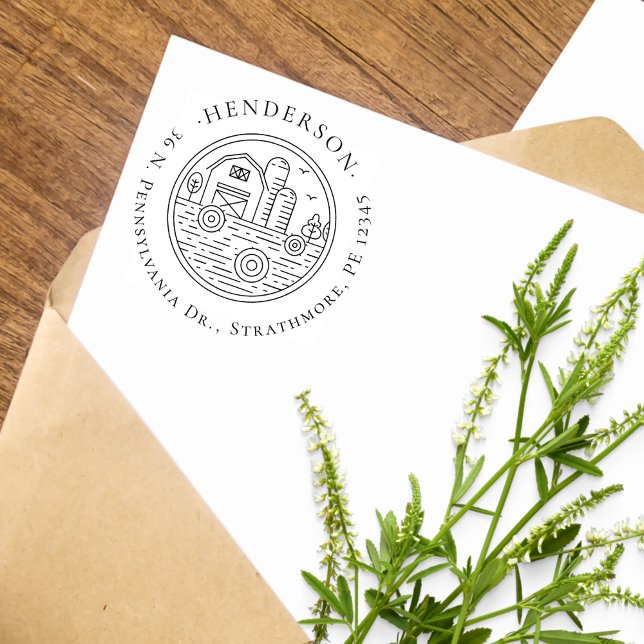 Carimbo De Borracha Endereço de devolução da família de fazendeiros de (Criador carregado)