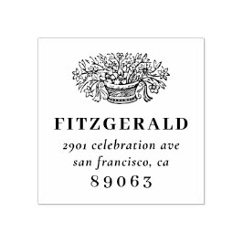 Carimbo De Borracha Endereço de devolução da família de flores desenha