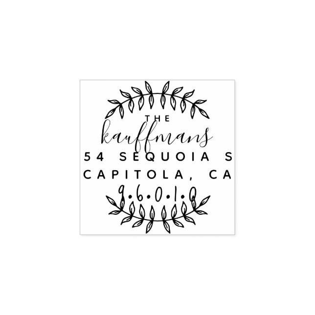 Carimbo De Borracha Endereço de devolução da família de script com let (Impressão)