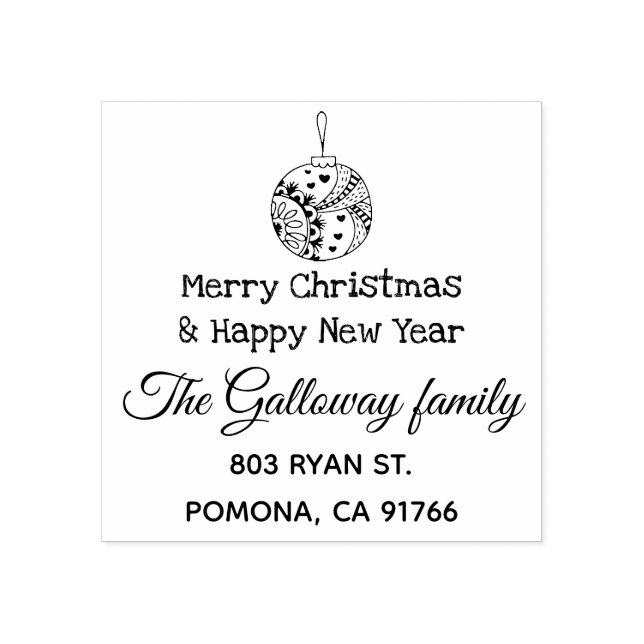 Carimbo De Borracha Endereço de devolução da família Feliz Natal (Impressão)