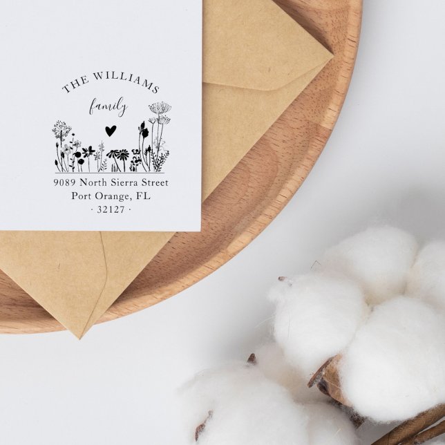 Carimbo De Borracha Endereço de devolução da família rustic de flores  (Criador carregado)