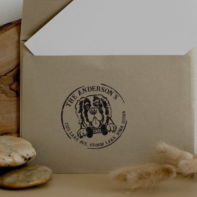 Carimbo De Borracha Endereço de devolução da família Santo Bernard Dog (Criador carregado)