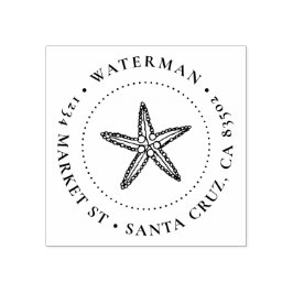 Carimbo De Borracha Endereço de devolução da família Starfish, desenha