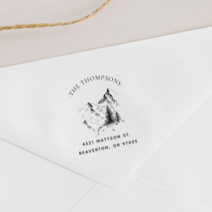 Carimbo De Borracha Endereço de devolução da família Vintage Mountain 