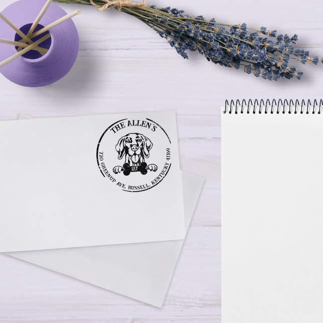 Carimbo De Borracha Endereço de devolução da família Vizsla Dog (Criador carregado)