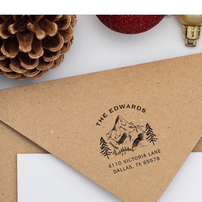 Carimbo De Borracha Endereço de devolução da família Winter Mountain (Criador carregado)