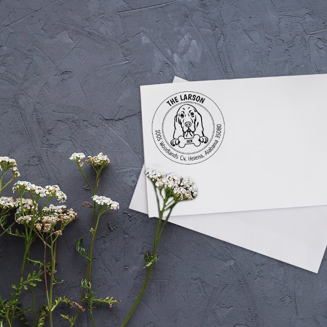 Carimbo De Borracha Endereço de devolução de cães de hound de base per (Criador carregado)