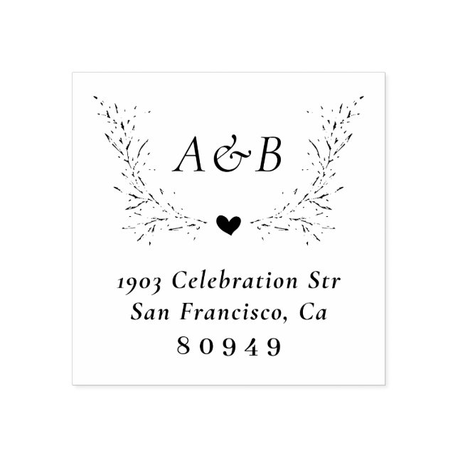 Carimbo De Borracha Endereço de devolução de casamento botânico desenh (Impressão)