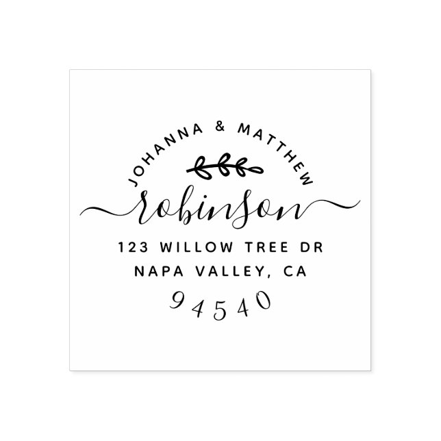 Carimbo De Borracha Endereço de Devolução de Casamento de Script com L (Impressão)