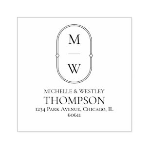 Carimbo De Borracha Endereço de devolução de casamento do Monograma mi