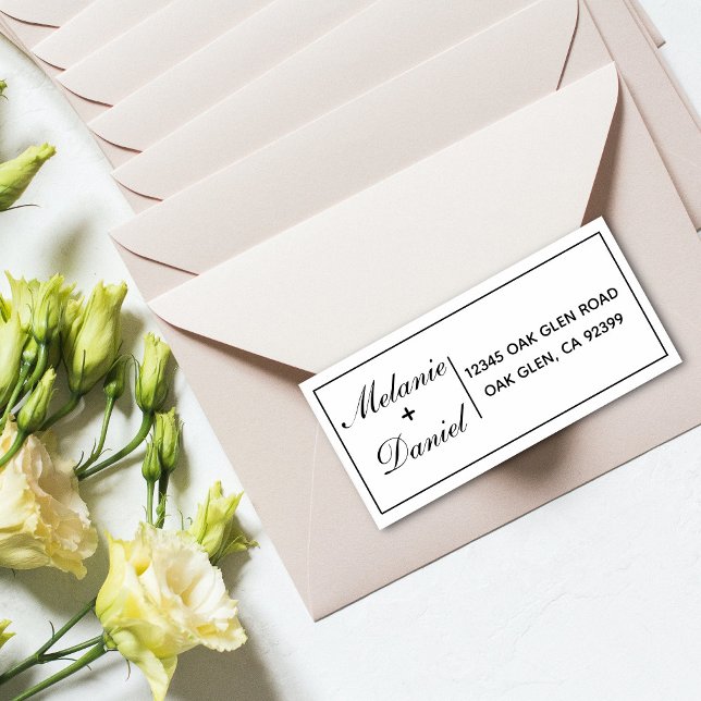 Carimbo De Borracha Endereço de Devolução de Casamento Elegante Simple (Criador carregado)