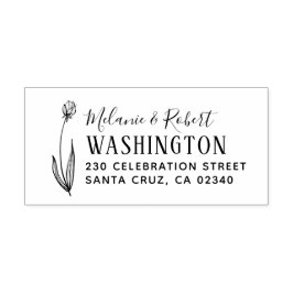 Carimbo De Borracha Endereço de Devolução de Casamento Floral Desenhad