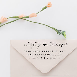 Carimbo De Borracha Endereço de Devolução de Casamento Manuscrito S