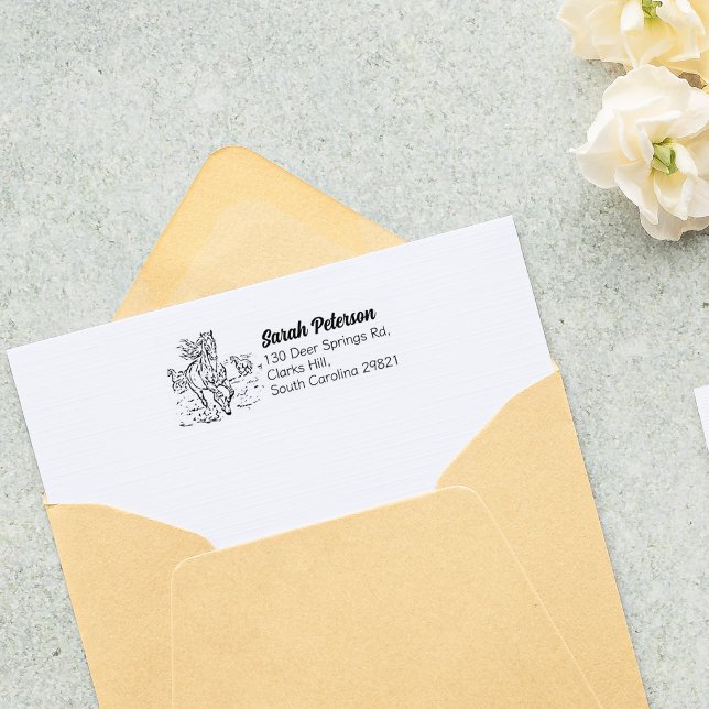 Carimbo De Borracha Endereço de devolução de cavalos simples (Criador carregado)