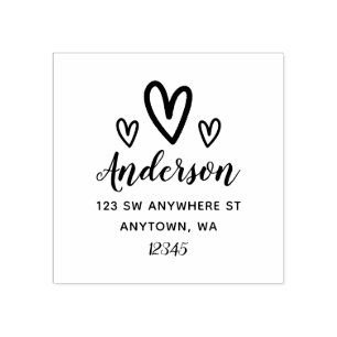 Carimbo De Borracha Endereço de devolução de corações de porta persona