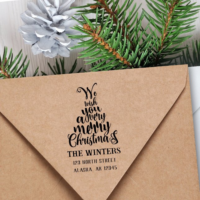 Carimbo De Borracha Endereço de devolução de Feriado de Árvore de Nata (Criador carregado)