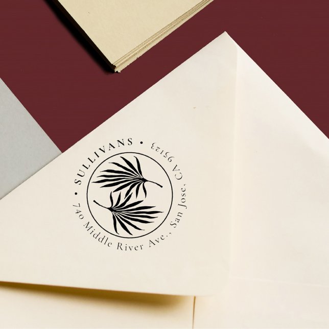 Carimbo De Borracha Endereço de devolução de folhagem tropical botânic (Criador carregado)