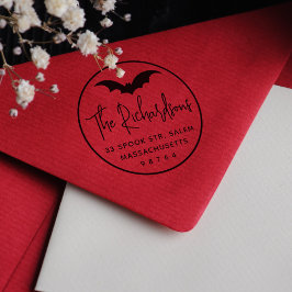 Carimbo De Borracha Endereço de devolução de Halloween do Bat Round Ba