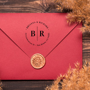 Carimbo De Borracha Endereço de Devolução de Iniciais de Arredondar