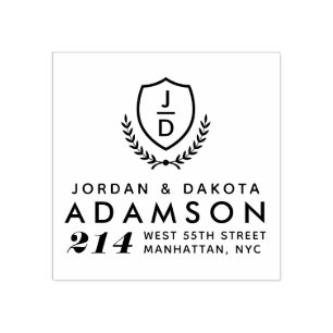 Carimbo De Borracha Endereço de Devolução de Iniciais de Casamento Mod