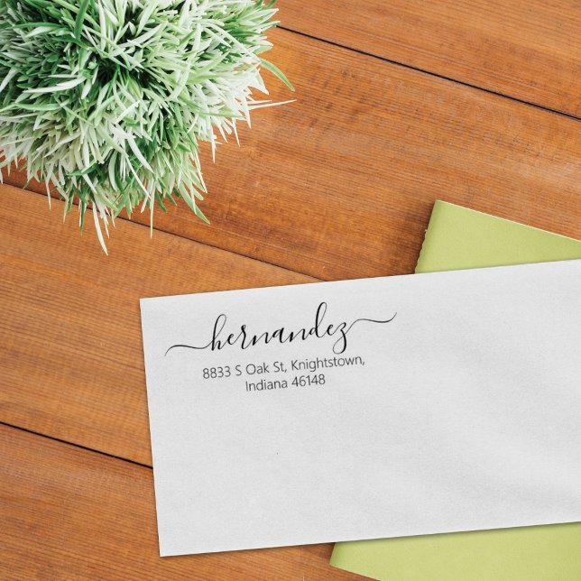 Carimbo De Borracha Endereço de devolução de letra de caligrafia simpl (Criador carregado)