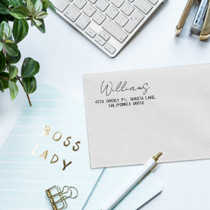 Carimbo De Borracha Endereço de devolução de letra de caligrafia simpl