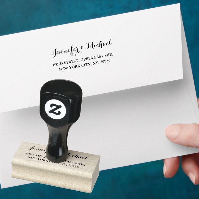 Carimbo De Borracha Endereço de Devolução de Noivado de Casamentos de  (Elegant Script Weddings Engagement Return Address Rubber Stamp)