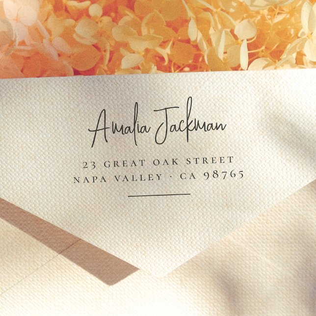 Carimbo De Borracha Endereço de Devolução de Nome de Script Moderno e  (Criador carregado)