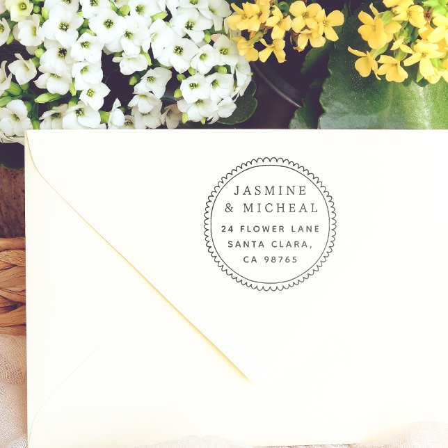 Carimbo De Borracha Endereço de devolução de quadro redondo desenhado  (Rubber Stamp Mock-up)