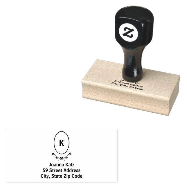 Carimbo De Borracha Endereço de devolução de rosa Monograma (Carimbado)