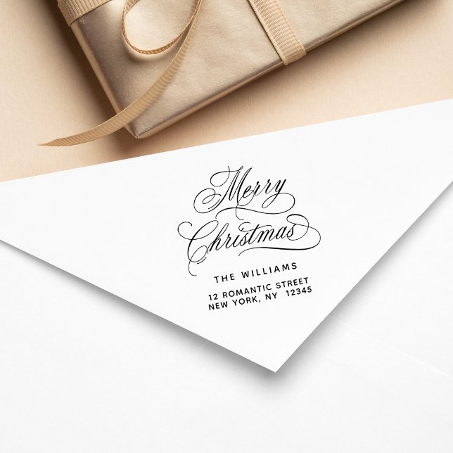 Carimbo De Borracha Endereço de devolução de roteiro de Natal romântic (Criador carregado)