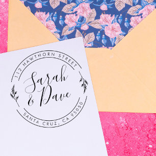 Carimbo De Borracha Endereço de Devolução de Script de Casamento Circu