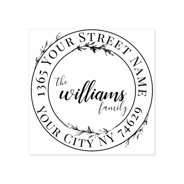 Carimbo De Borracha Endereço de Devolução de Script de Verso Botânico  (Impressão)