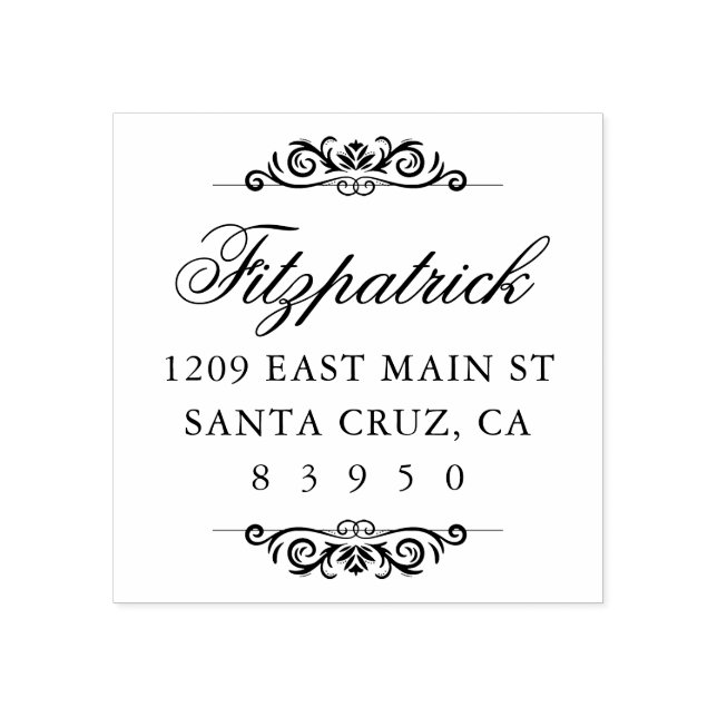 Carimbo De Borracha Endereço de Devolução de Script do Nome da Família (Impressão)