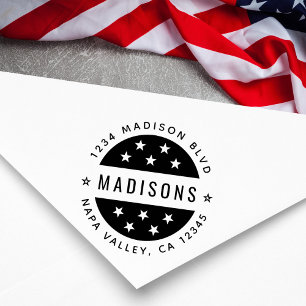 Carimbo De Borracha Endereço de Devolução de Script Redondo Estrela