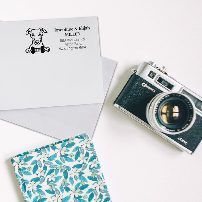 Carimbo De Borracha Endereço de Devolução do Cachorro Esbranquiçado (Criador carregado)