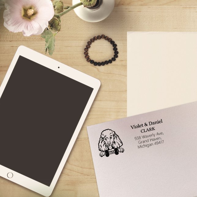 Carimbo De Borracha Endereço de devolução do cachorro Poodle (Criador carregado)