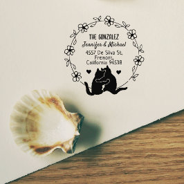 Carimbo De Borracha Endereço de devolução do casal Cat, Círculo da Flo