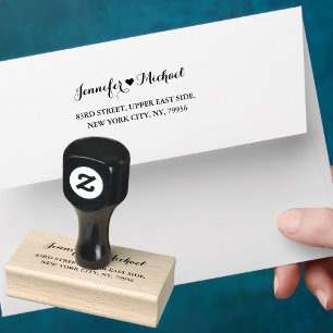 Carimbo De Borracha Endereço de Devolução do Coração do Casal de Scrip