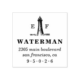 Carimbo De Borracha Endereço de devolução do farol do Vintage