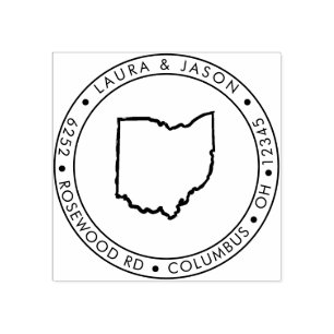 Carimbo De Borracha Endereço de Devolução do Mapa de Estado de Ohio