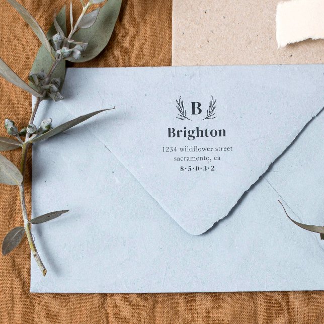 Carimbo De Borracha Endereço de devolução do monograma das ramificaçõe (Criador carregado)