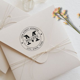 Carimbo De Borracha Endereço de devolução do Monograma Elegante