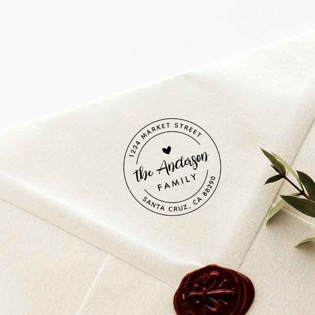 Carimbo De Borracha Endereço de devolução do nome da família Boho Hear (Criador carregado)