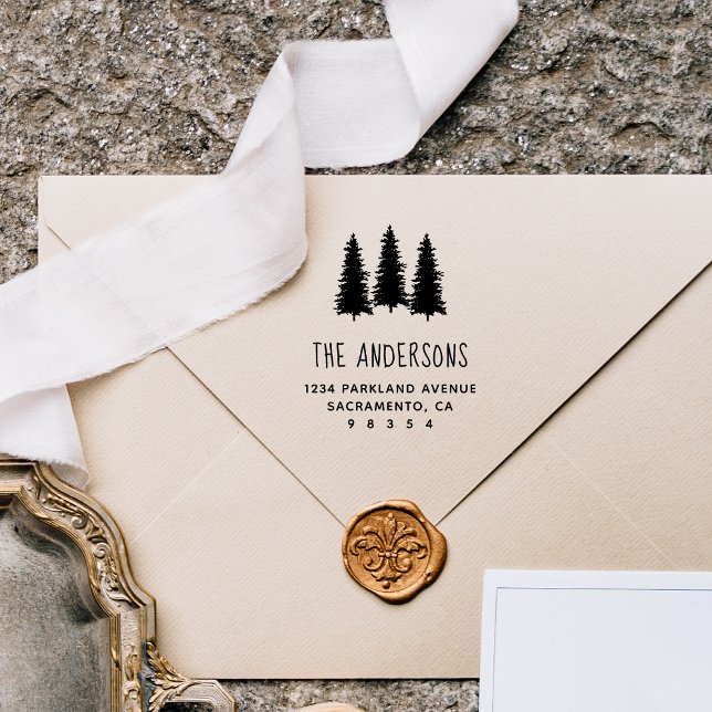 Carimbo De Borracha Endereço de devolução do nome da família de árvore (Criador carregado)