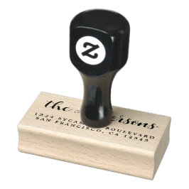 Carimbo De Borracha Endereço de devolução do nome da família de caligr